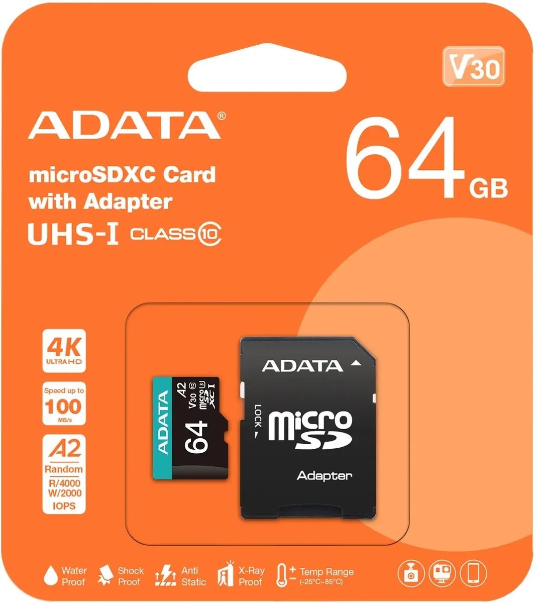 64Gb - ADATA Premier microSDXC Class 10 AUSDX64GUICL10A1-RA1