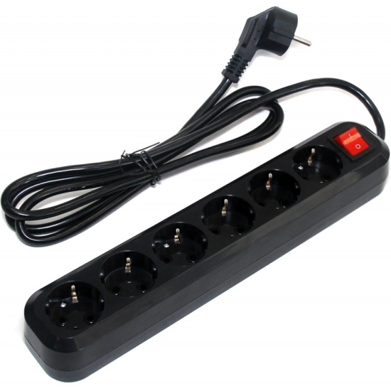 5bites SP6B-350, 6 розеток, 16A, 5м, черный