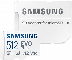 512Gb Samsung EVO Plus UHS-I U3 V30 A2 + ADP 160 Mb/s
