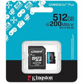 512Gb Kingston Canvas Go Plus Gen4 UHS-I U3 A2 (200/160 MB/s) + ADP NEW