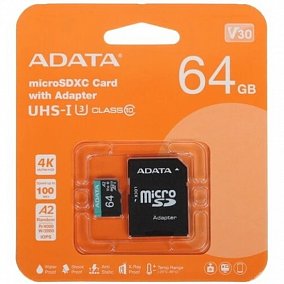 Adata Premier Pro UHS-I U3 V30 A2 + ADP (100/80 Mb/s) microSDXC 64Gb