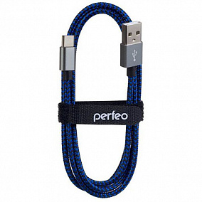 Perfeo USB 2.0 A - USB Type-C 1m Black-Blue U4903