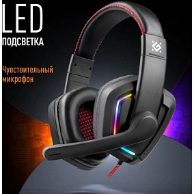 DEFENDER Quake LED черный, LED, провод 2 м (64515)